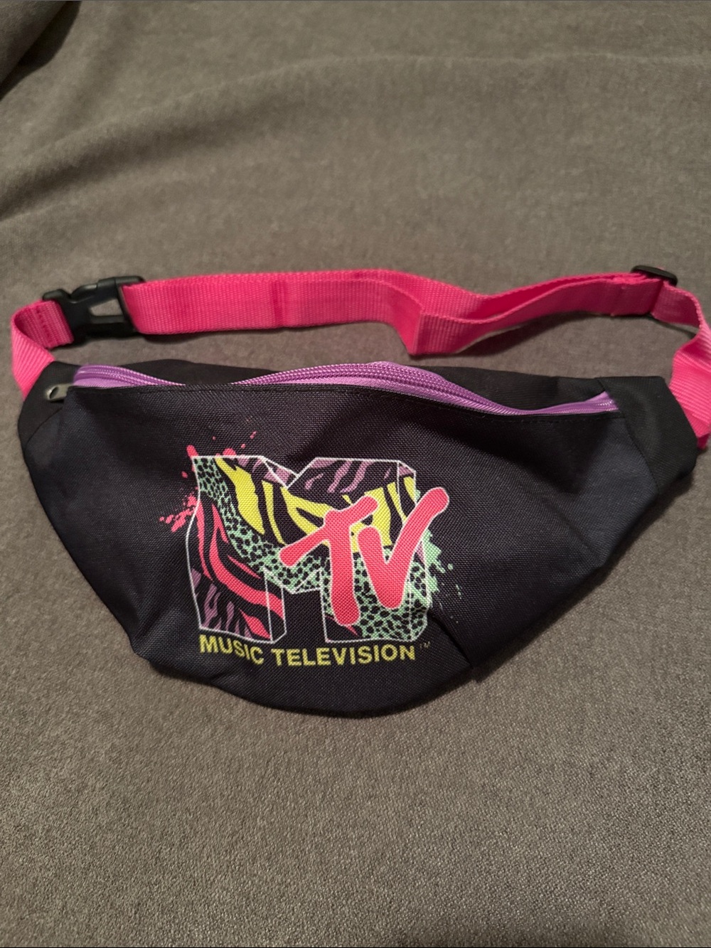 MTV Music Television Retro Neon Fanny Pack Waist Bag Black Pink